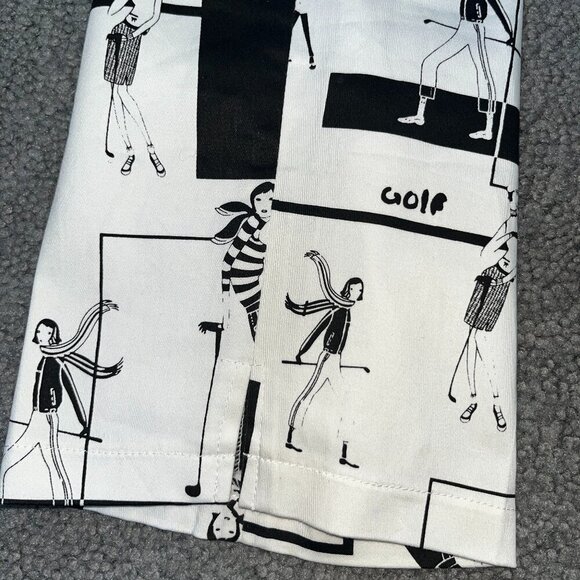 Women's GOLF NOVELTY PRINT BLACK & WHITE GOLFERS TROUSERS PANTS- Luxury Japan - Picture 11 of 13